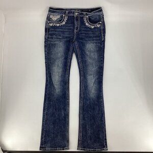 Grace in LA Women's Boot Cut Jean Embroidered Embellished Medium Wash Size 29